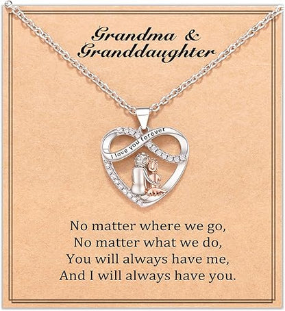 Infinity Heart Necklace Christmas Gifts for Grandma Granddaughter Birthday Jewelry Gifts