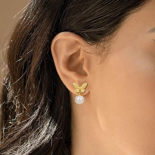 14K Gold Butterfly Earrings - Elegant Statement for Every Occasion