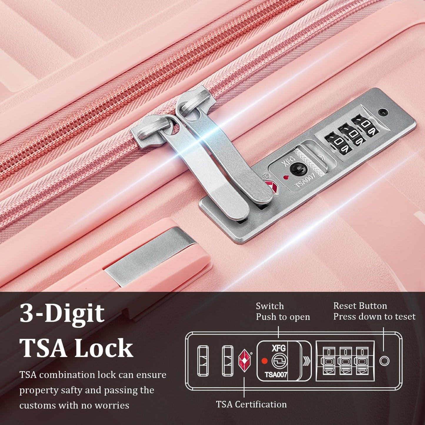 4-Piece Expandable Hardshell Luggage Set with TSA Lock (14/20/24/28) - Lightweight PP Suitcases, 360° Silent Spinner Wheels and Durable 100LB Handle for Air Travel (Pink)