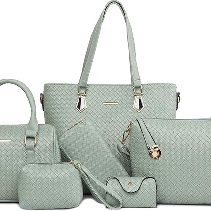 Purses and Handbags for Women Synthetic Leather Tote Crossbody Bags Satchel Purses Set 6pcs