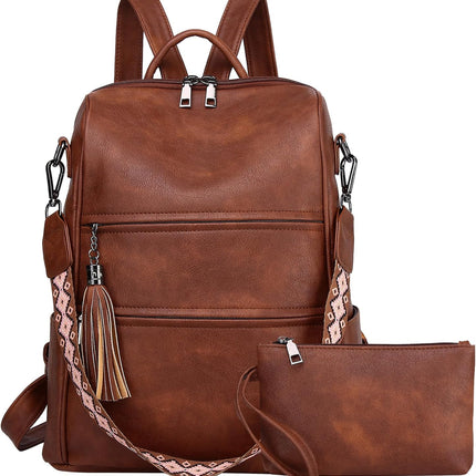 PU Leather Backpack Purse for Women, Multipurpose Design Shoulder Bag Handbags Convertible Fashion Travel bag with Wristlet
