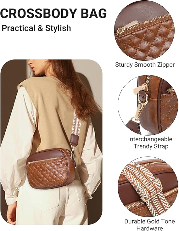 BAVERGE Purses for Women 3PCS, Large PU Leather Handbag Set Hobo Tote with Ladies Crossbody Shoulder Bag Wallet Guitar Strap