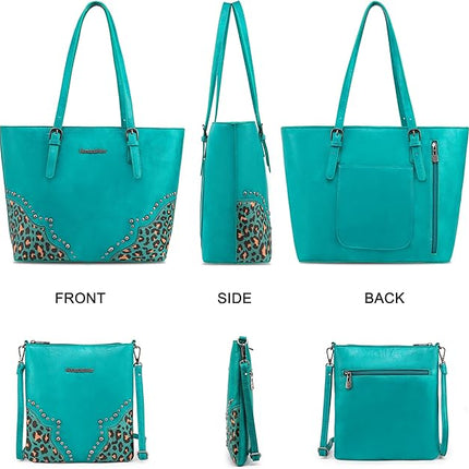 Montana West Purses for Women Tote Bag 3Pcs Set Leopard Print Satchel Handbags