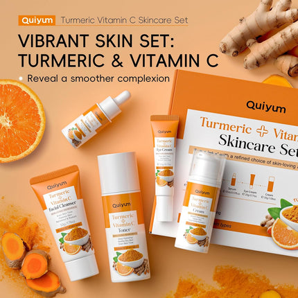 Turmeric Vitamin C Skin Care Set, 5PCS Beauty Routine for Women