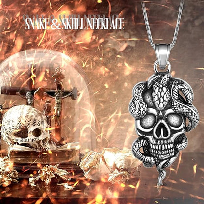 Skull Halloween Punk Necklace - Men 316L Stainless Steel Skeleton Pendant Women Jointed Skeleton Halloween Costume Accessories Goth Punk