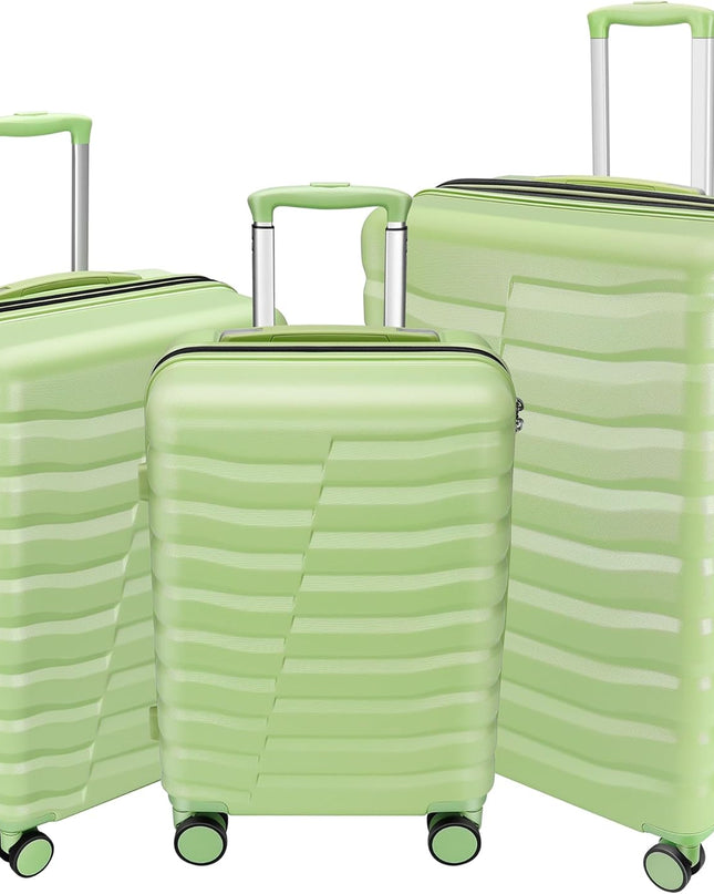 Lightweight Luggage with Spinner Wheels & YKK Zipper, 3-Piece Suitcase ABS+PC Hardside Luggage Set with TSA Lock, Light Avocado Green (20+24+28 inch)
