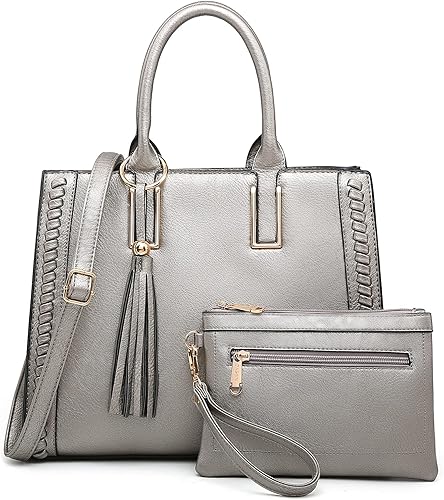 Dasein Purses Handbags for Women Satchel Vegan Leather Shoulder Bags Work Tote for Ladies with Matching Clutch