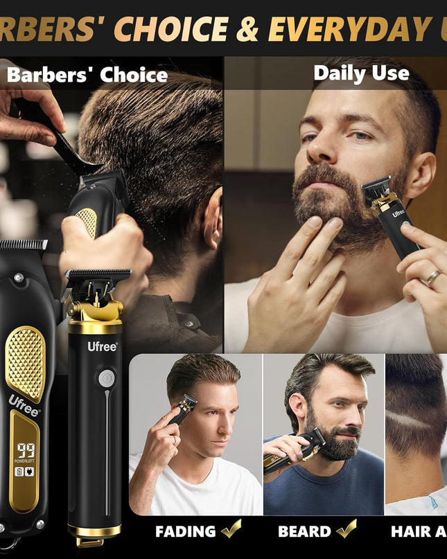 Ufree Professional Cordless Clippers and Trimmers Set for Men for Hair Cutting, Beard Trimmer, Barber Clippers, Rechargeable Electric Shaver, Gifts for Men