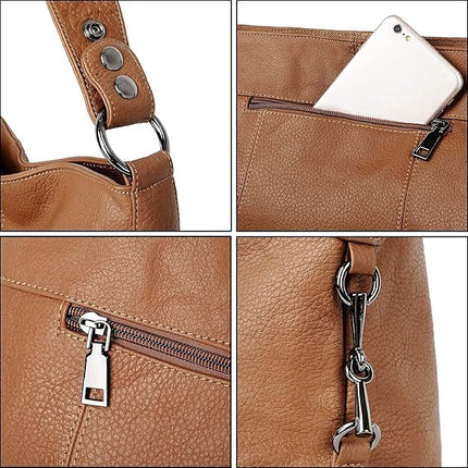 YALUXE Genuine Leather Shoulder Bags Stylish Hobo Handbags Purses Crossbody Bags for Women