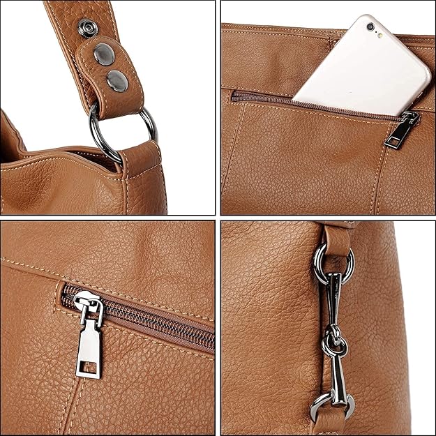 YALUXE Genuine Leather Shoulder Bags Stylish Hobo Handbags Purses Crossbody Bags for Women