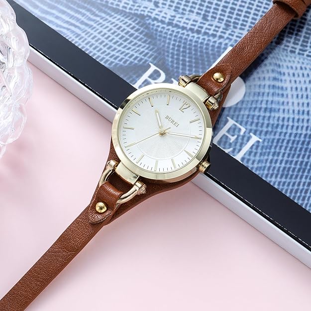 BUREI Women Watches Simple Leather Strap Watch Luxury Quartz Watches Small Thin Ladies Watch Bracelet Band Wristwatch Relogio Feminino