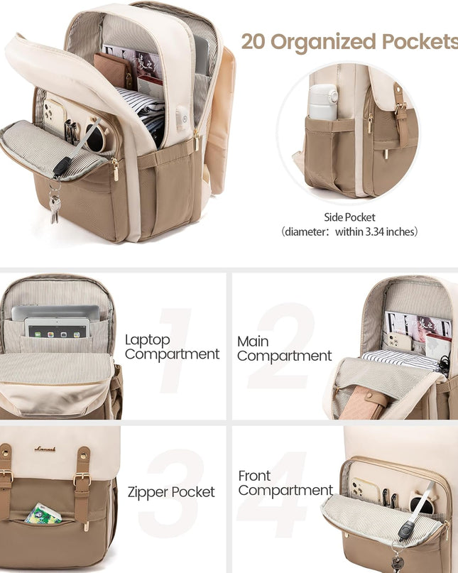 LOVEVOOK Laptop Backpack for Women Vintage Travel Backpack Purse Airline Approved 15.6 Inch Large Computer Backpack Fashion Teacher Nurse Bag for Work Business College