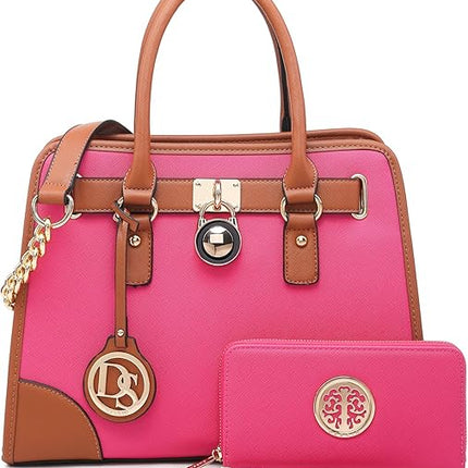 Dasein Women Handbags Top Handle Satchel Purse Shoulder Bag Hobo Bag Work Bag Set 2pcs