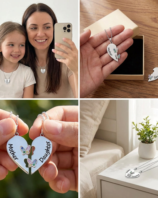 DAOCHONG Mothers Day Gifts S925 Sterling Silver Mother Daughter Granddaughter Family Heart Pendant Necklace Jewelry from Dad Mom Grandmother Son Birthday