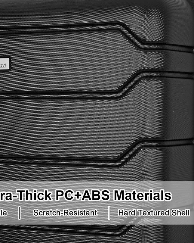 Romswi 5PCS Luggage Sets,Lightweight PC+ABS Hardshell Luggage with Spinner Wheels TSA Lock, Durable Suitcase Sets with Duffel Bag Travel Bag Black (20/24/28inch)