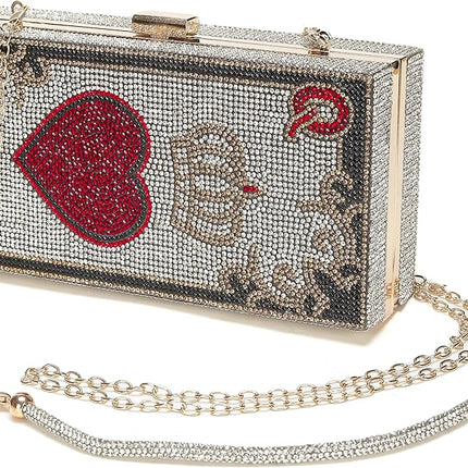 pearl&she Diamond Women Evening Handbags Purse Minaudiere Clutch Bag,Stack of Cash Dollars Crystal Clutch Purses