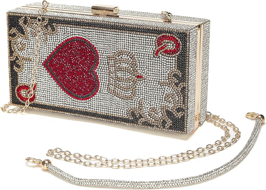 pearl&she Diamond Women Evening Handbags Purse Minaudiere Clutch Bag,Stack of Cash Dollars Crystal Clutch Purses