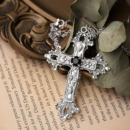 Sacina Gothic Cross Necklace, Gothic Necklace, Goth Necklaces, Y2k Necklaces, Vintage Necklace, Cross Necklace for Women, Halloween Necklace, Christmas New Year Jewelry Gift for Women