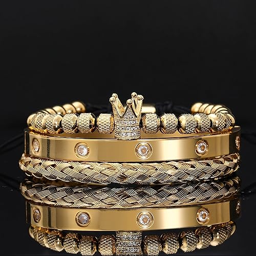 WFYOU 3PCS Acciaio Inossidabile Corona Imperiale Bracciali Per Gli WFYOU 3PCS Acciaio Inossidabile Corona Imperiale Bracciali Per Gli