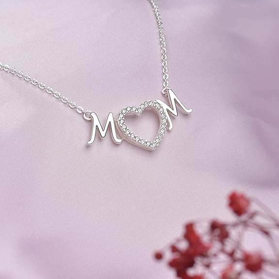 ELEGANZIA Mom Necklace For Women Sterling Silver, First Mother's Day Necklace for New Moms, Mothers Day Jewelry for Mom Grandma Daughter