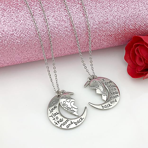 YOUFENG Gifts for Mom I Love You to the Moon and Back Mother Daughter Women Necklaces Pendant Mothers Day Gifts