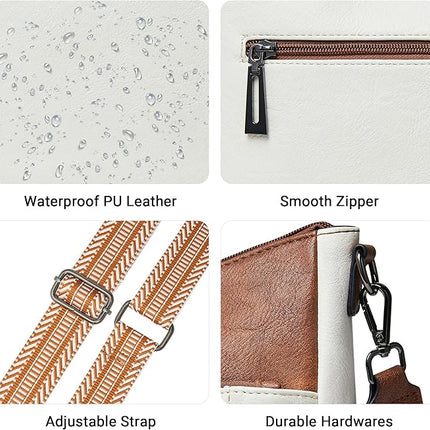 Shrrie Crossbody Bags for Women Trendy Vegan Leather Purses Hobo Handbags Shoulder Bag with Detachable Strap for Traveling