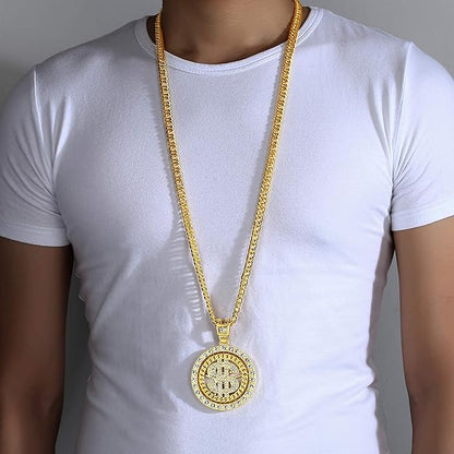 Costume Gold Chain for Men Spinner Dollar Sign Necklaces 36 Inches