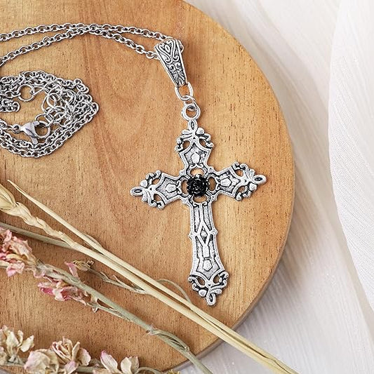 Sacina Gothic Cross Necklace, Cross Choker, Cross Necklace for Women, Goth Necklaces