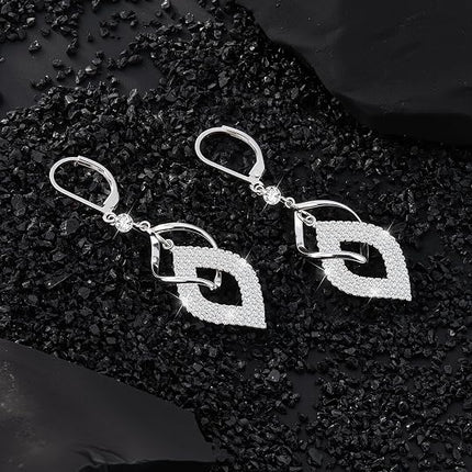 ALEXCRAFT Silver Twisted Dangle Earrings for Women Hypoallergenic Silver Spiral Drop Earring Cubic Zirconia Leverback Drop Dangle Earrings for Women Dangling Dangly Trendy Jewelry Gifts