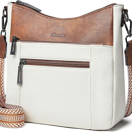 Shrrie Crossbody Bags for Women Trendy Vegan Leather Purses Hobo Handbags Shoulder Bag with Detachable Strap for Traveling