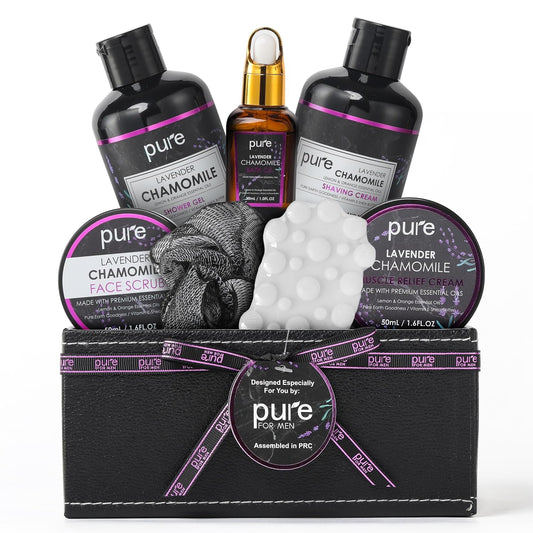 Lavender Bath Spa Gift Set for Men and Couples! Best Spa Set for Him Christmas Gift for Men (8 PC)