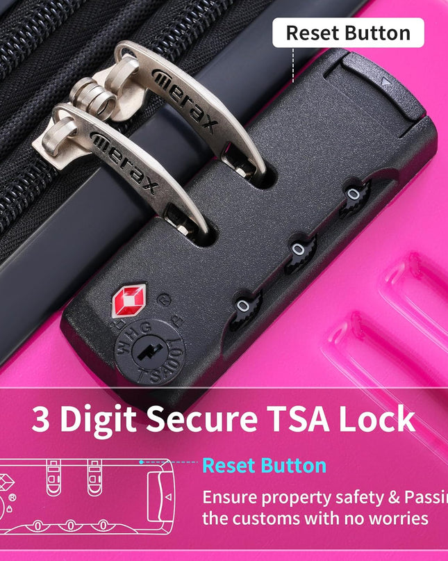 Merax Luggage Sets 3 Piece, Hardside Expandable Suitcase Set with Spinner Wheels, Lightweight Gradient Color Luggage 20+24+28 IN, Purple and Pink