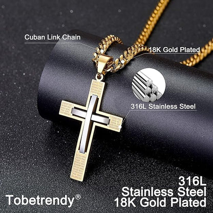 ToBeTrendy Gold Chain for Men, Stainless Steel, with Pendant, 6mm, Gift for Boyfriend, Come with Box