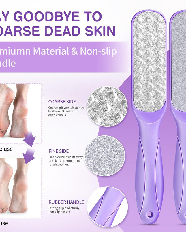 Lavender Foot Soak Set - Salts, Foot File, Scrub & Urea Cream Pedicure Supplies for Dry, Cracked Feet - Women's Spa Kit