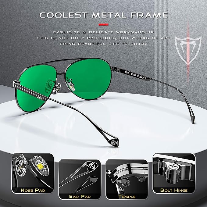 ATTCL Men's Fashion Driving Polarized Sunglasses UV Protection Metal Frame