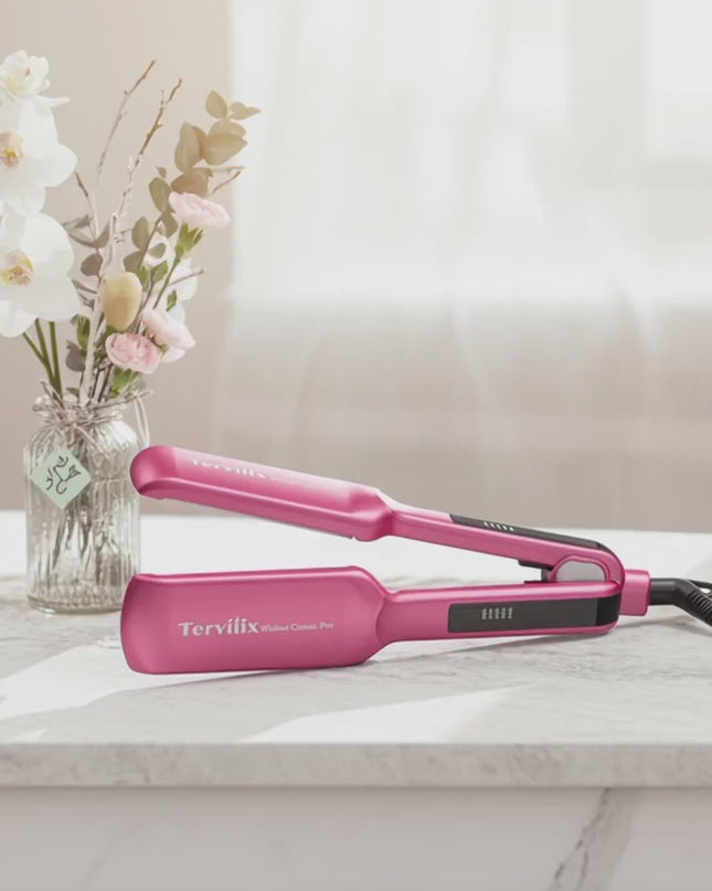 Terviiix Flat Iron Hair Straightener, 2 Inch Widest Ceramic Flat Iron for Hair, Professional Straightening Irons with Adjustable Temp, Fast Styling for Silky Smooth Hair, Dual Voltage, Auto Off, Pink