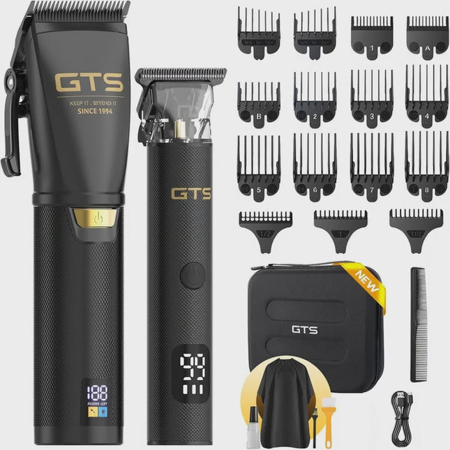 GTSPRO Hair Clippers for Men Professional, Cordless Clippers for Hair Cutting, Mens Hair Clippers and Trimmer Kit for Barber with LED Display 15 Guide Combs