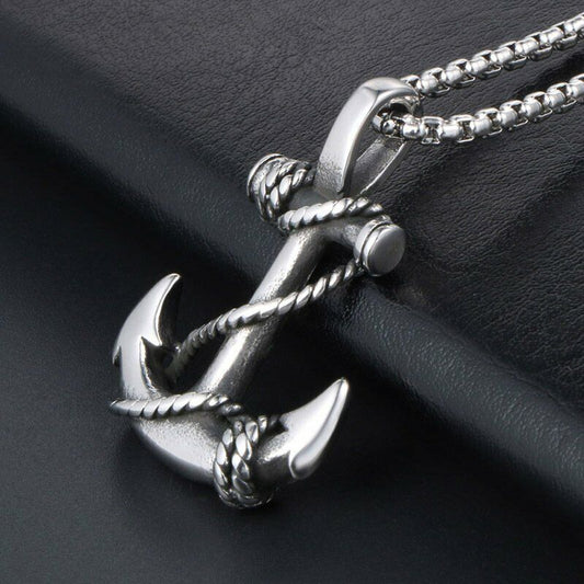 Men's Stainless Steel Nautical Surfing Beach Anchor Pendant Necklace Men