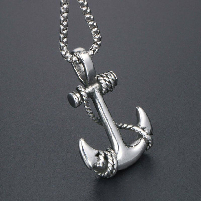 Men's Stainless Steel Nautical Surfing Beach Anchor Pendant Necklace Men