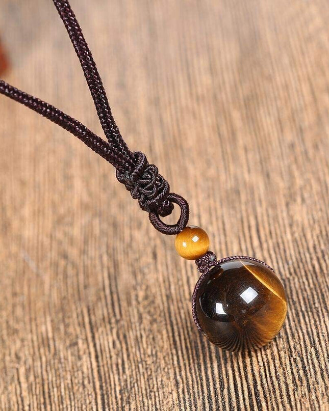 Red Tiger's Eye 16mm Bead Pendant Healing Reiki Women Men Necklace