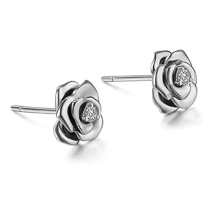 Sterling Silver Stone Flower Stud Earrings Jewelry For Women