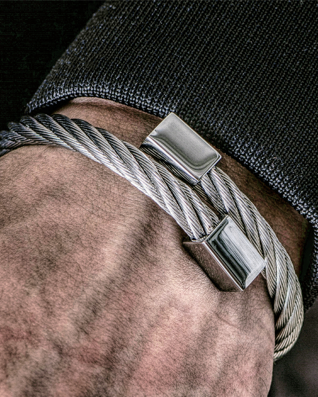 Luxury Stainless Steel Bangle Men Bracelet Titanium Adjustable Cuff