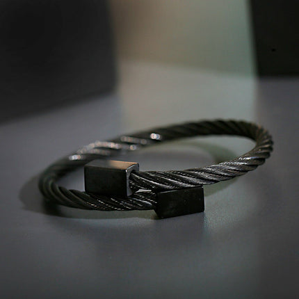 Luxury Stainless Steel Bangle Men Bracelet Titanium Adjustable Cuff