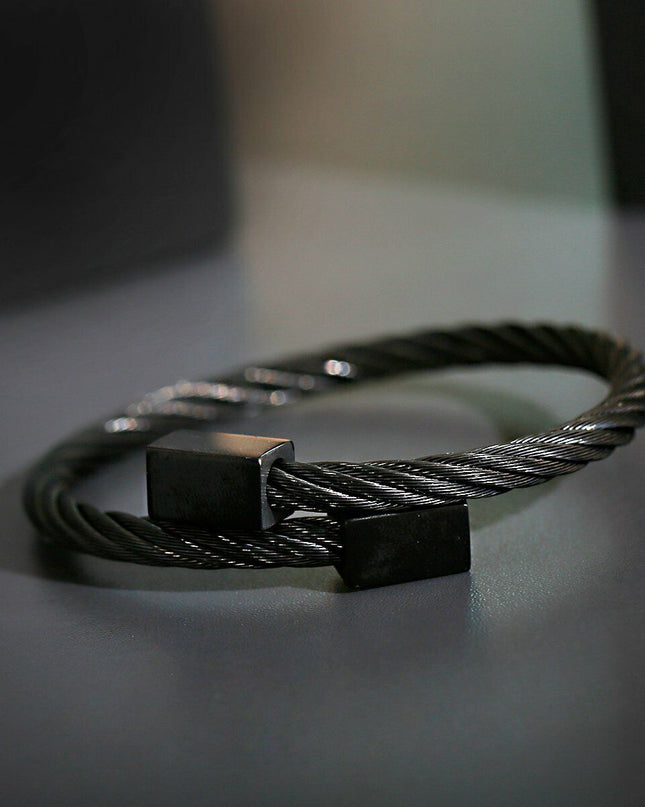 Luxury Stainless Steel Bangle Men Bracelet Titanium Adjustable Cuff