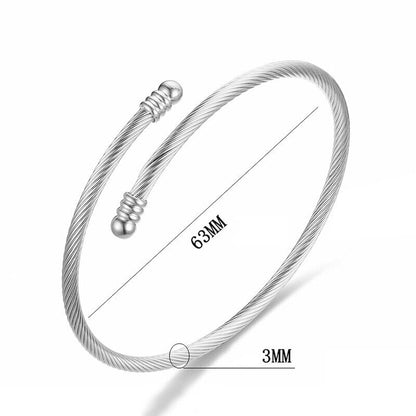 Stainless Steel Cable Wire Twisted Cuff Bangle Bracelet Women's