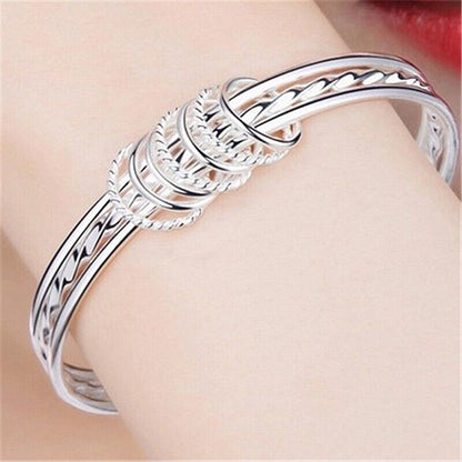 925 Sterling Silver Bracelet three-coil Style Women's Jewelry