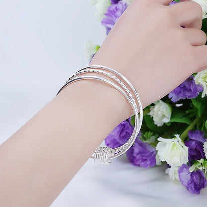 925 Sterling Silver Bracelet three-coil Style Women's Jewelry