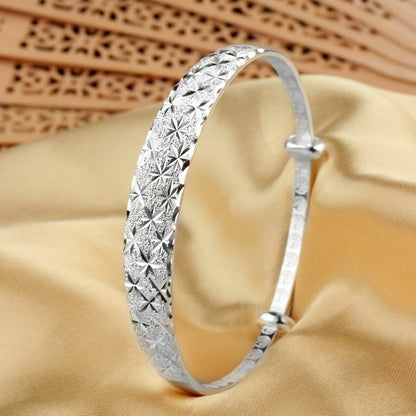 925 Sterling Silver Women New Fashion Charm Wristband Bracelet Bangle Cuff