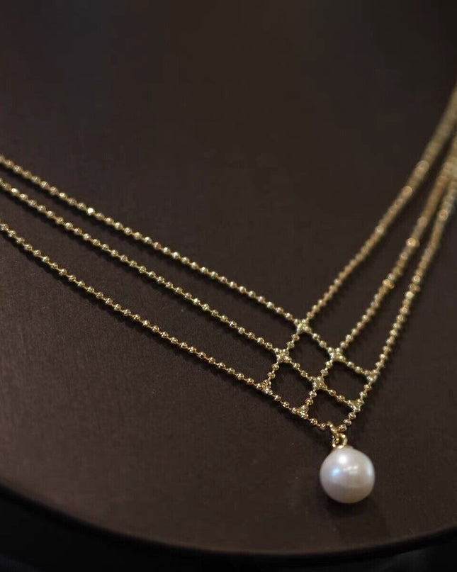 18K Gold Plated White Pearl Pendant Necklace for Women ,Elegant Pearl Necklace