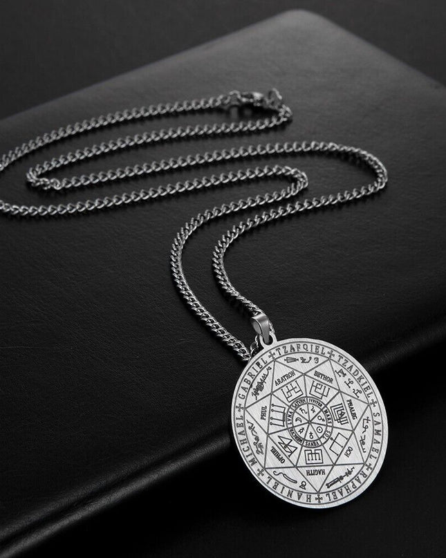 Seal of Solomon Seven Archangel Necklace Stainless Steel Saint Michael Jewelry